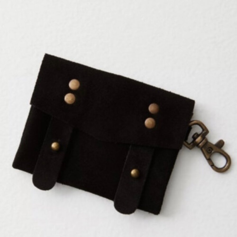 Free People Mini Eva Wallet in Black Suede NWOT